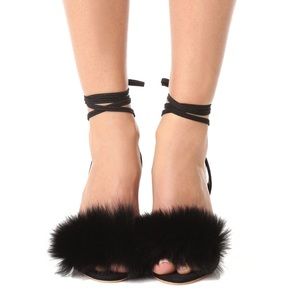 Loeffler Randall Nicolette Strappy Fur Sandals